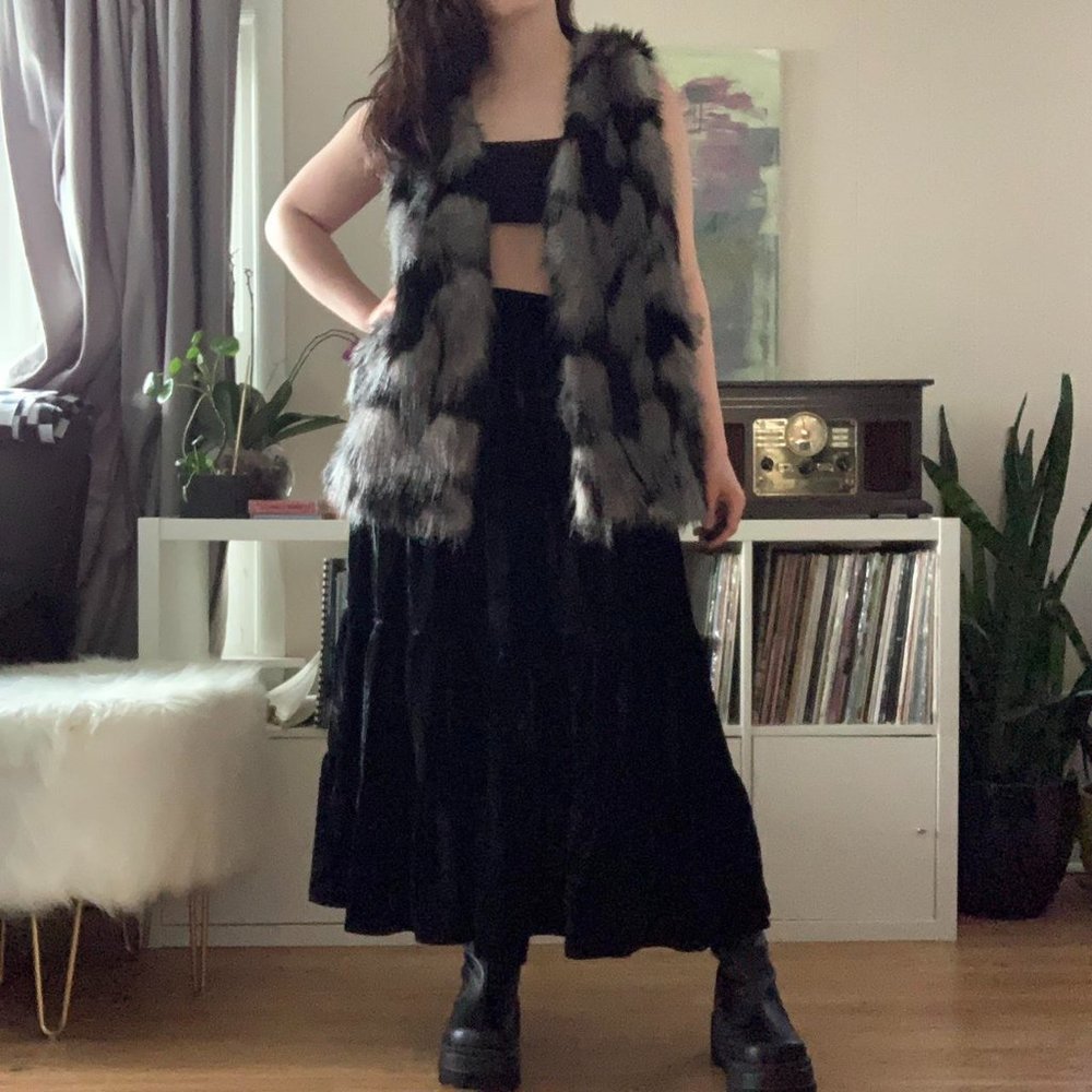 Gray Faux Fur Vest